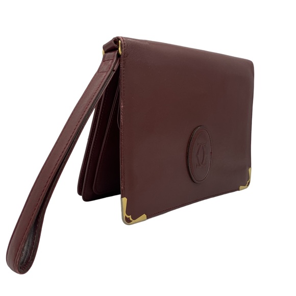 Cartier Must de Cartier Clutch Leather Bag in Burgundy - Picture 2 of 16